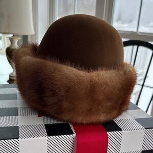 J. Mendel Brown Fur Trim Hat